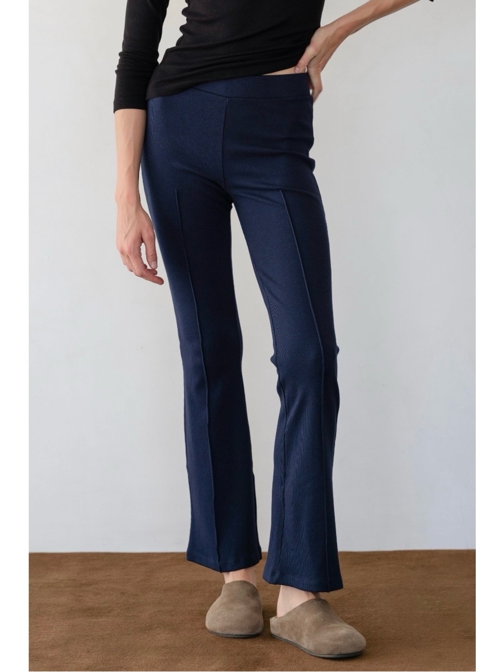 DONNI. The Rib Kick Flare High Rise Crop Pants